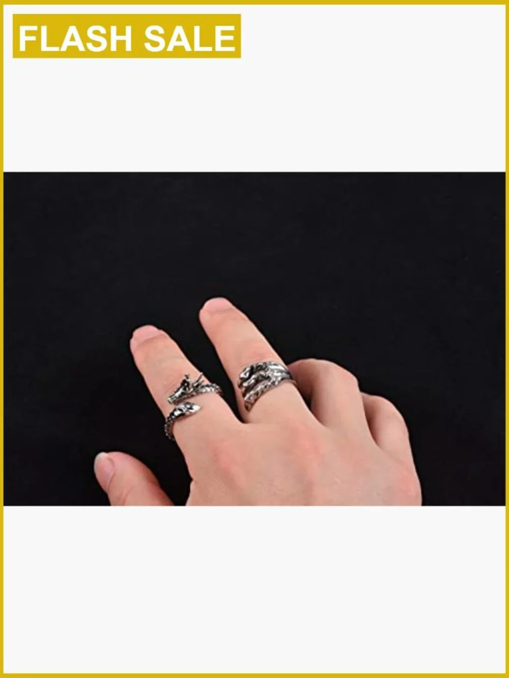 10 Vintage Punk Rings Dragon Snake Octopus Adjustable Open Circle
